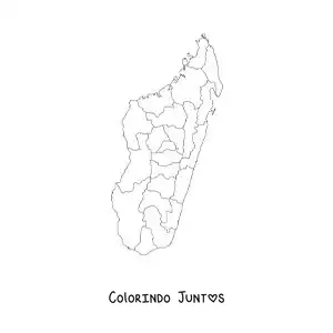 Desenho para colorir de mapa político de Madagascar