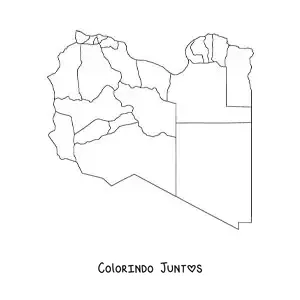 Desenho para colorir de mapa político da Líbia