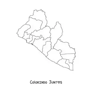 Desenho para colorir de mapa político da Libéria