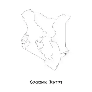 Desenho para colorir de mapa político do Quênia