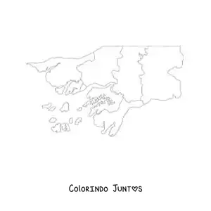 Desenho para colorir de mapa político da Guiné-Bissau