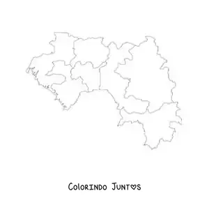 Desenho para colorir de mapa político da Guiné