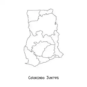 Desenho para colorir de mapa político de Gana