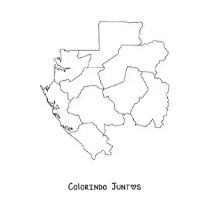 Desenho para colorir de mapa político do Gabão