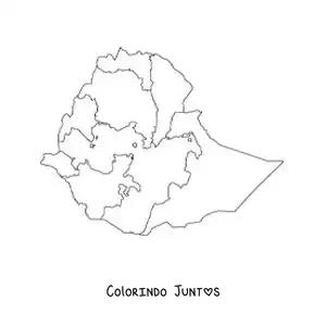 Desenho para colorir de mapa político da Etiópia