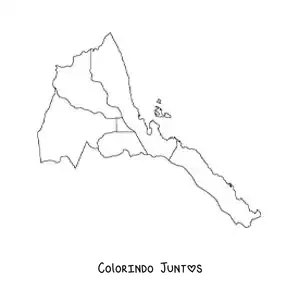 Desenho para colorir de mapa político da Eritreia