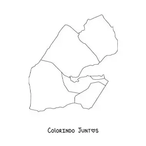 Desenho para colorir de mapa político do Djibuti