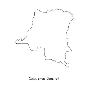 Desenho para colorir de mapa político da República Democrática do Congo