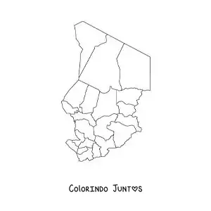 Desenho para colorir de mapa político do Chade