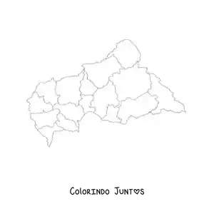 Desenho para colorir de mapa político da República Centro-Africana