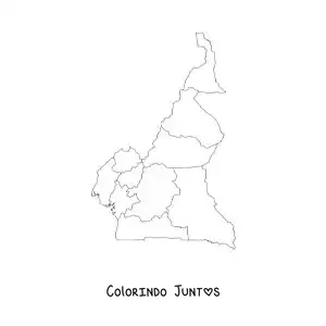 Desenho para colorir de mapa político de Camarões