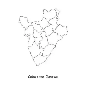 Desenho para colorir de mapa político do Burundi