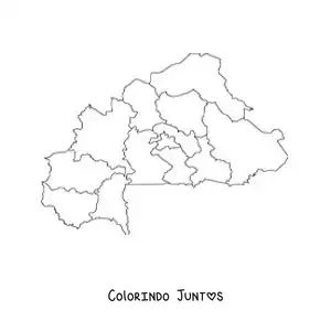 Desenho para colorir de mapa político de Burkina Faso