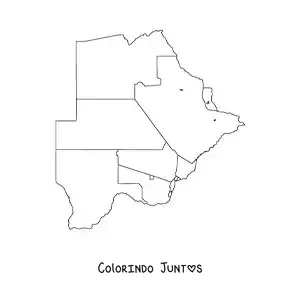 Desenho para colorir de mapa político de Botsuana