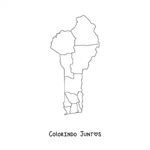 Desenho para colorir de mapa político do Benin