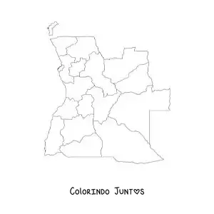 Desenho para colorir de mapa político de Angola