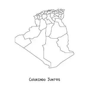 Desenho para colorir de mapa político da Argélia
