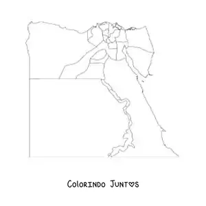 Desenho para colorir de mapa político do Egito