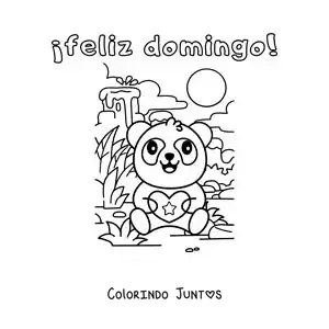 Desenho para colorir de feliz domingo com um panda animado