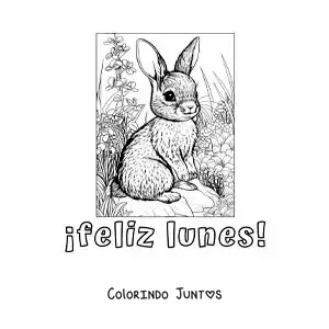 Desenho para colorir de feliz segunda-feira com um coelho fofo