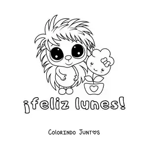 Desenho para colorir de feliz segunda-feira com um porco-espinho fofo animado