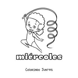 Desenho para colorir da quarta-feira com uma menina fazendo ginástica