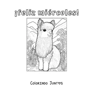 Desenho para colorir de feliz quarta-feira com um animal kawaii