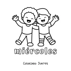 Desenho para colorir da quarta-feira com dois amigos se abraçando