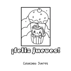 Desenho para colorir de feliz quinta-feira com um unicórnio animado fofo