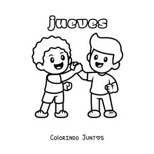 Desenho para colorir da quinta-feira com dois amigos felizes