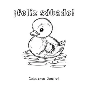 Desenho para colorir de feliz sábado com um pato fofo