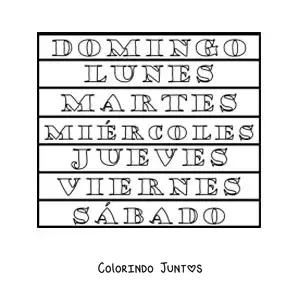 Desenho para colorir dos dias da semana para crianças