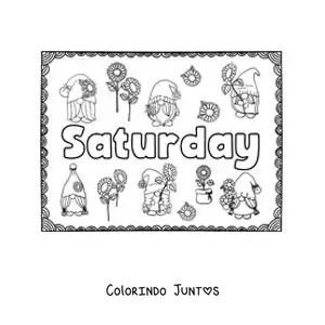 Desenho para colorir de cartaz de saturday com desenhos animados