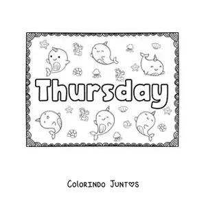 Desenho para colorir de cartaz de thursday com desenhos animados