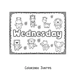 Desenho para colorir de cartaz de wednesday com desenhos animados