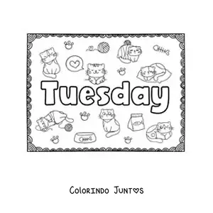 Desenho para colorir de cartaz de tuesday com desenhos animados