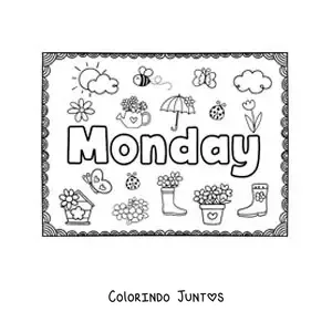 Desenho para colorir de cartaz de monday com desenhos animados