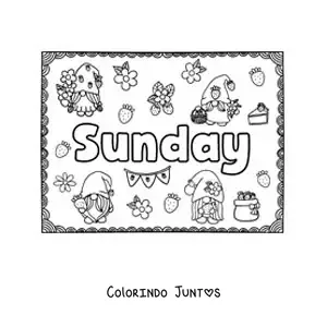 Desenho para colorir de cartaz de sunday com desenhos animados