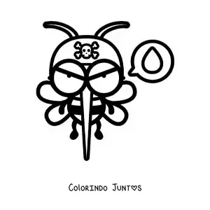 Desenho para colorir de um mosquito animado com sede de sangue