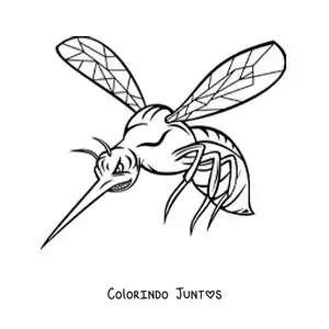Desenho para colorir de um mosquito Aedes aegypti animado furioso