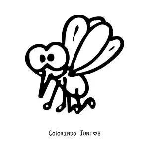 Desenho para colorir de um mosquito animado fácil