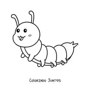 Desenho para colorir de uma lagarta animada kawaii