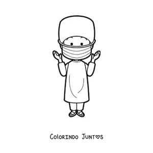 Desenho para colorir de um medico cirurgiao animado