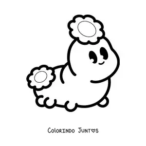 Desenho para colorir de uma lagarta kawaii bonita com flores