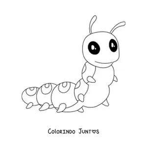 Desenho para colorir de uma lagarta animada grande
