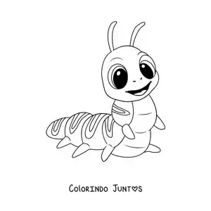 Desenho para colorir de uma lagarta sorridente em desenho animado