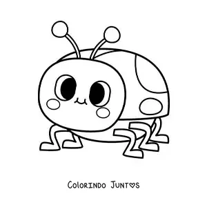Desenho para colorir de uma joaninha animada kawaii