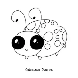 Desenho para colorir de uma joaninha kawaii