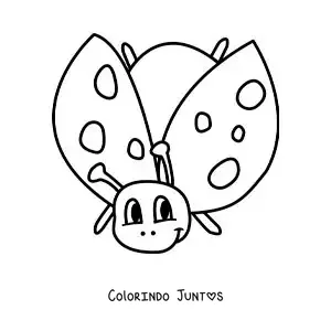 Desenho para colorir de uma joaninha animada voando