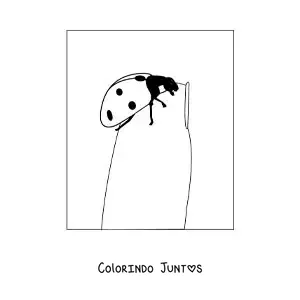 Desenho para colorir de uma joaninha em uma unha